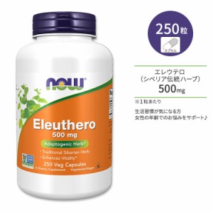 ナウフーズ エレウテロ (シベリア伝統ハーブ) 500mg ベジカプセル 250粒 NOW Foods Eleuthero 500mg Veg Capsules シベリア人参 エゾウコ