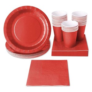使い捨て食器セット 24人分セット 赤 紙コップ 紙皿 ナプキン 飾り付け おしゃれ
