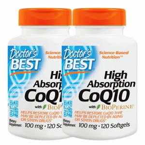 2個セット コエンザイムQ10 サプリメント ドクターズベスト高吸収CoQ10 100mg 120粒