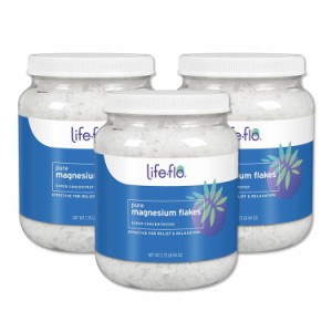 [3個セット] ピュア マグネシウム フレーク 塩化マグネシウムブライン 約1.2kg Life Flo Health Pure Magnesium Flakes