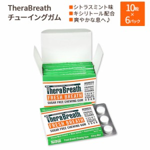 セラブレス フレッシュブレスチューイングガム 亜鉛 シトラスミント味 10粒×6パック(102g) TheraBreath Fresh Breath Chewing Gum with 