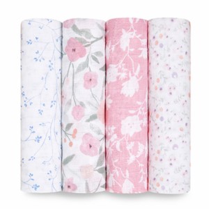 aden&anais  スワドル4枚パック ma fleur 4-pack classic swaddles エイデンアンドアネイ 花柄 pink 出産祝い プレゼント ギフト ASWC400