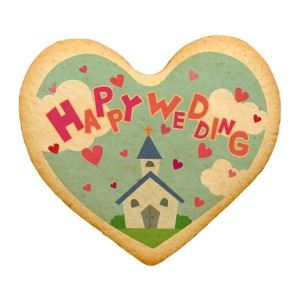 クッキー イラスト プリント メッセージ HAPPY WEDDING ハート 教会 お祝い プチギフト 洋菓子 お菓子 お取り寄せスイーツ 通販 人気 贈