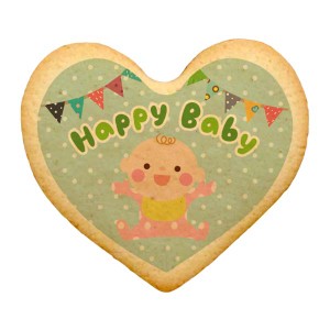 クッキー イラスト プリント メッセージ HAPPYBABY ハート02 お祝い プチギフト 洋菓子 お菓子 お取り寄せスイーツ 通販 人気 贈り物 お