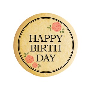 クッキー イラスト プリント メッセージ Happy Birth Day バースデー 薔薇 誕生日をお祝いするメッセージスイーツ 誕生日 プチギフト 洋