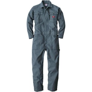 Dickies (ディッキーズ) ストレッチヒッコリーツナギ ネイビー Lサイズ D-716　ワークウェア 作業着 作業服 つなぎ オーバーオール