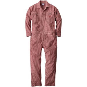 Dickies (ディッキーズ) ストレッチヒッコリーツナギ レッド Lサイズ D-716　ワークウェア 作業着 作業服 つなぎ オーバーオール