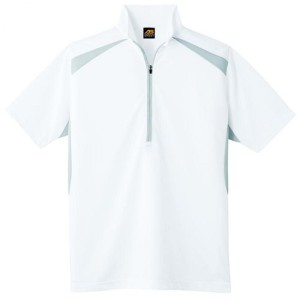 コーコス信岡 AS-577 半袖ハーフジップアップシャツ M ホワイト