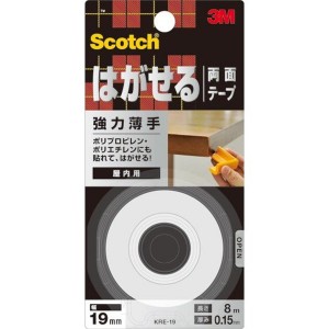 3M スコッチ はがせる両面テープ 強力 薄手 19mm×8m KRE-19