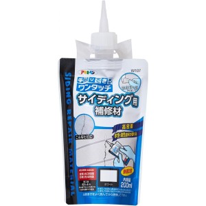 アサヒペン ワンタッチ サイディング用 補修材 200ml 高密着 屋外 カベ用 補修 ひび割れ パウチ容器 ホワイト