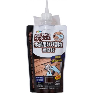 アサヒペン ワンタッチ 木部用 ひび割れ 補修材 こげ茶 200ml W104 高密着 仕上げヘラ付 屋外 補修 手絞り