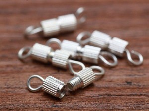 ネジ式クラスプ(約14×3mm)5個セット 白銀 ネジカン タルネジ バレルクラスプ 留め具 留め金具 ビーズパーツ 基礎金具 手芸材料