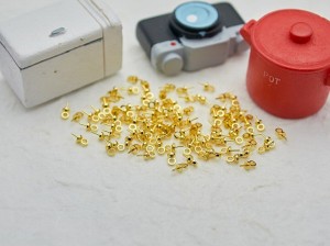 差し込みヒートン(約6.5x2.5mm)約100個 ゴールド アクセサリーパーツ 副資材 金属パーツ 手芸材料 デコ用品 手作り雑貨 部品 素材
