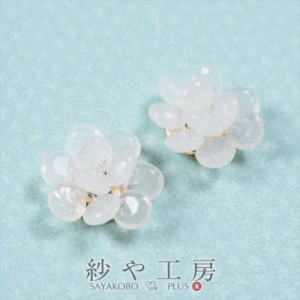 ビーズフラワー クリアホワイト 18mm 6個 花編み ビーズ モチーフ フラワー お花 手作り 約1.8cm アクリルビーズ アクセサリーパーツ パ