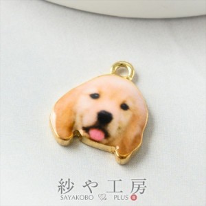 チャーム 犬 レトリバーB 動物 アクセサリー パーツ ベージュ 15mm 1個 カン付 ドッグ アクセサリーチャーム 約1.5cm 問屋 メタルパーツ 