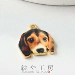 チャーム 犬 ビーグルA 動物 アクセサリー パーツ ブラウン×ブラック 15.5mm 1個 カン付 ドッグ アクセサリーチャーム 約1.6cm 問屋 メ