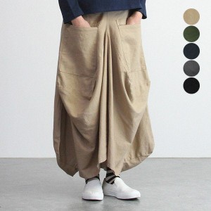 ロングスカート 変形 個性的 体型カバー コットン リネン メール便不可 