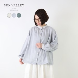 SUN VALLEY サンバレー ブラウス シャツ レース使い 前開き 羽織 スタンドカラー ゆったり SK2020245 レディース ナチュラル カジュアル 