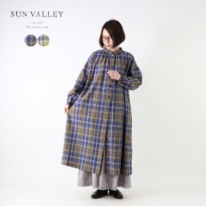 SUN VALLEY サンバレー ワンピース シャツワンピース 前開き 羽織 ロング 長袖 ポケット Aライン SK2017242 レディース ナチュラル カジ