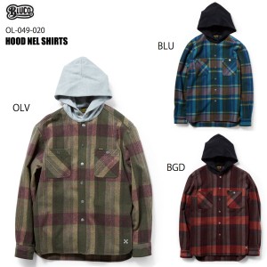 BLUCO(ブルコ)OL-049-020 HOOD NEL SHIRTS 全3色(ブルー・バーガンディ・オリーブ) 