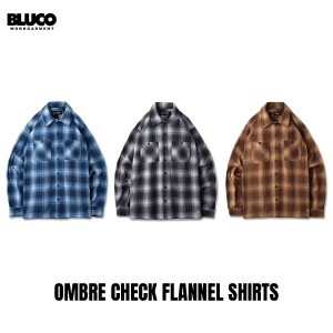 BLUCO(ブルコ) OL-11-047 OMBRE CHECK FLANNEL SHIRTS 3色(BLUE/BLACK/BRN)