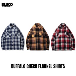 BLUCO(ブルコ) OL-11-048 BUFFALO CHECK FLANNEL SHIRTS 3色(BLUE/BROWN/RED)