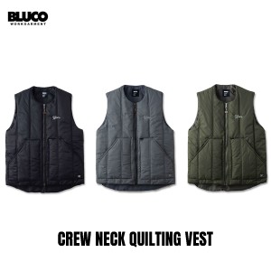 BLUCO(ブルコ) OL-35-008 CREW NECK QUILTING VEST 3色(BLK/GRY/OLIVE)