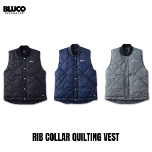 BLUCO(ブルコ) OL-35-009 RIB COLLAR QUILTING VEST 3色(BLK/NVY/GRY)