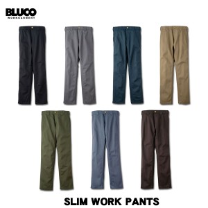 BLUCO(ブルコ) SLIM WORK PANTS 7色(BLK/L.GRY/NVY/KHK/OLV/AF.ブルー/BRN)