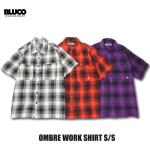 BLUCO(ブルコ) OL-1106 OMBRE WORK SHIRT S/S 3色(BLK/B.RED/PPL)