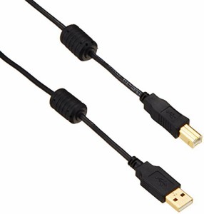 エレコム USBケーブル B USB2.0 (USB A オス to USB B オス) フェライトコア付 2m ブラック U2C-BF20BK