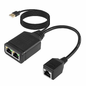 SinLoon 1000Mbpsネットワークタップアダプター RJ45 1〜2 高速1000/100Mbpsイーサネットタップ USB電源ポート
