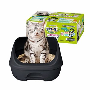 デオトイレ 猫用 トイレ ハーフカバー 本体セット ダークグレー おしっこ ペット用品 ユニチャーム