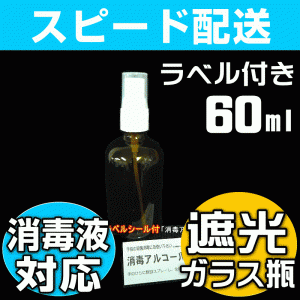 【無料サンプル付！】【空きガラスビン容器・遮光瓶】消毒アルコール液対応 携帯用ミニスプレー 容量60mlサイズ