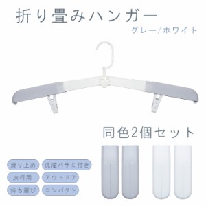 折りたたみハンガー 2個セット 洗濯ばさみ付き ハンガー 携帯 持ち運び 洗濯物 干し コンパクト 小型 携帯 旅行 出張 キャンプ PR-YX1001