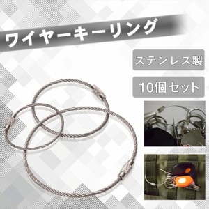 10個セット ワイヤーキーリング キーチェーン キーホルダー ステンレス ロックワイヤー アクセサリー ネジ式 PR-WIRERING