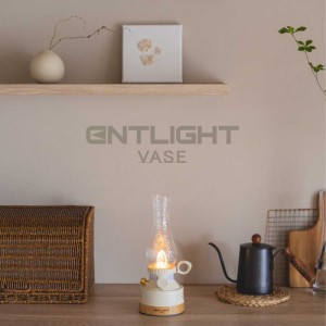 [ENTLIGHT Vase] Bluetooth対応 モダンなインテリアライト 暖色 ゆらぎ ベッドサイド ランタン 常夜灯 ナイトライト 充電式 bluetooth ス