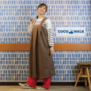 【在庫処分セール6490円→4490円】COCOWALK ココウォーク かぶる エプロン ゆったり ワンマイル かぶるだけ  コットン リネン カフェ プ