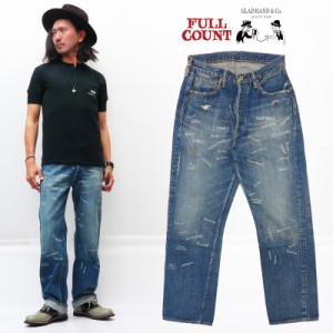 フルカウント × グラッドハンド FULLCOUNT GLAD HAND 0105 ハンドペイント ジーンズ  13.7oz ユーズドウォッシュ