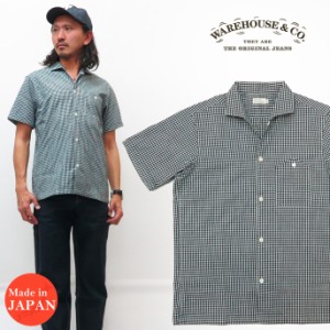 ウェアハウス WAREHOUSE 半袖 オープンカラー シャツ OPEN COLLAR SHIRTS ギンガムチェック小 WH3091