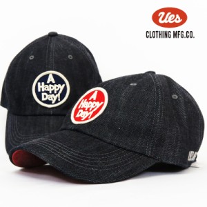 UES ウエス ワッペン デニム キャップ 「A HAPPY DAY!」 帽子 UES-82DC 【2024年春夏新作】