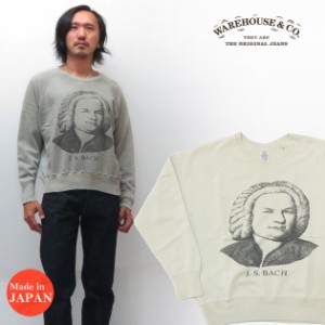 ウェアハウス WAREHOUSE クルーネック スウェット 461 FADED J.S.BACH ユーズドウォッシュ 2ND-HAND  バッハ 