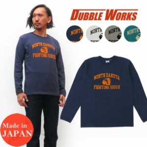 ダブルワークス DUBBLE WORKS 長袖 プリント Ｔシャツ バインダーネック NORTH DAKOTA コットン WW58001-02 