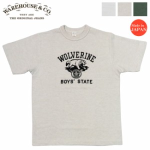 ウェアハウス WAREHOUSE Lot 4601 フロッキープリント 半袖 Tシャツ WOLVERINE シャドーボーダー ローゲージ編み