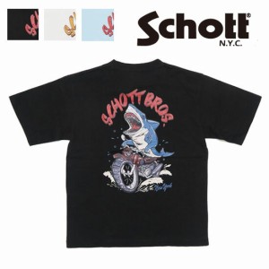 ショット Schott プリント 半袖 Tシャツ シャーク RIDER SHARK SCH3123131