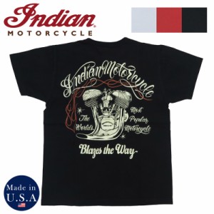 インディアンモーターサイクル Indian Motorcycle 半袖 プリント Ｔシャツ " BLAZES THE WAY " IM79363【2024年春夏新作】