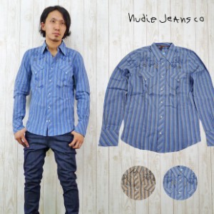 ヌーディージーンズ NUDIE JEANS フィンガー刺繍タイトウエスタン長袖シャツ