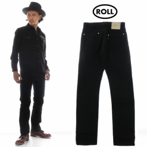 ROLL ロール 13.5oz ブラック スリム ストレート ジーンズ セルビッジ デニム 07-72-083