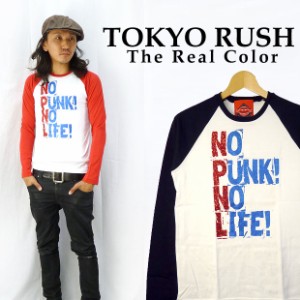 TOKYO RUSH The Real Colorラメプリント長袖ラグランスリーブＴシャツ NO PUNK NO LIFE