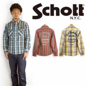 ショット Schott フランネルエンブレムプラッドチェックシャツ sch3115027